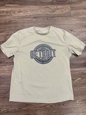 Detroit Michigan Graphic T-Shirt 2XL Beige Tourist Tee Streetwear USA